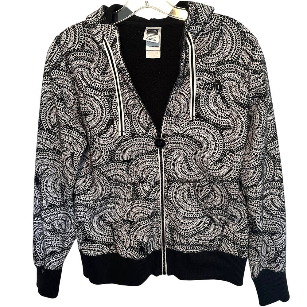 The North Face Full Zip Hoodie Womens Small Black White Fleece Lined Athleisure